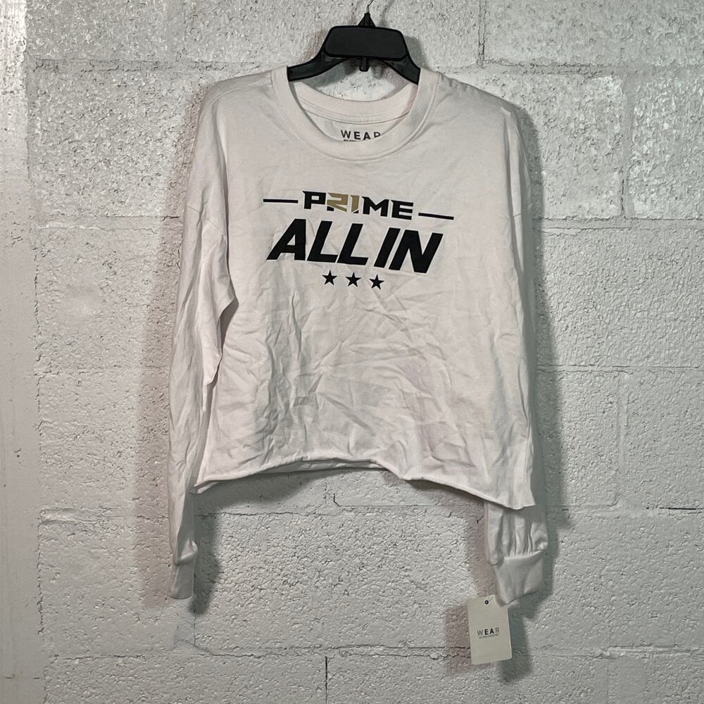 Coach Prime, All in, Long sleeve tee, CU buffs white  small